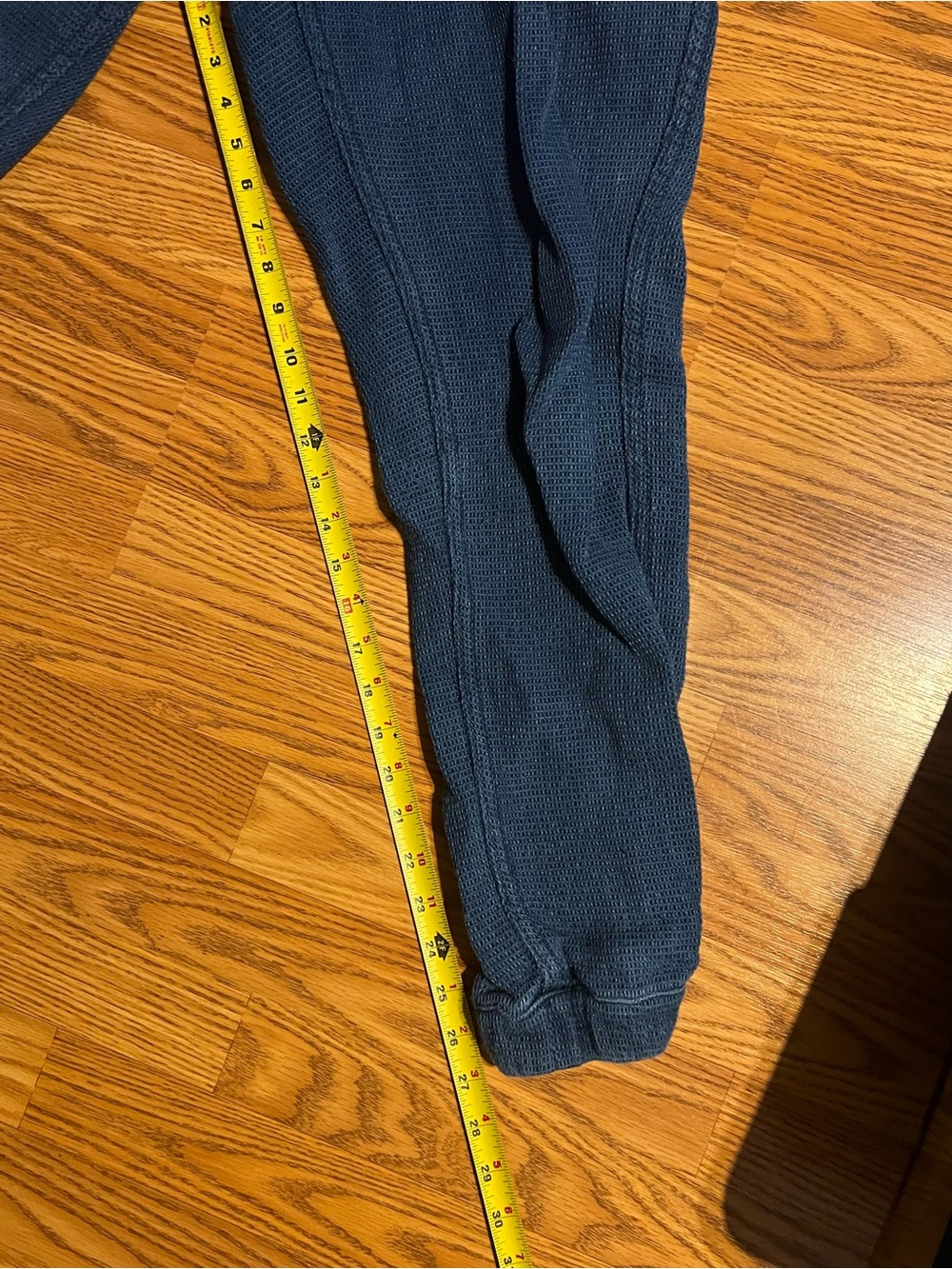 Taylor Stitch Apres Blue Waffle Knit Lounge Pants with Drawstring - Picture 6 of 6
